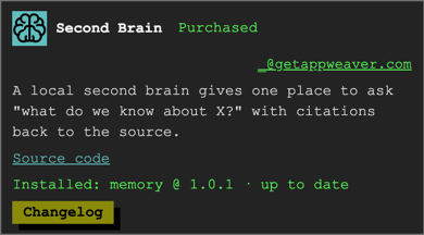 Second Brain app unlocked and installed after purchase verification